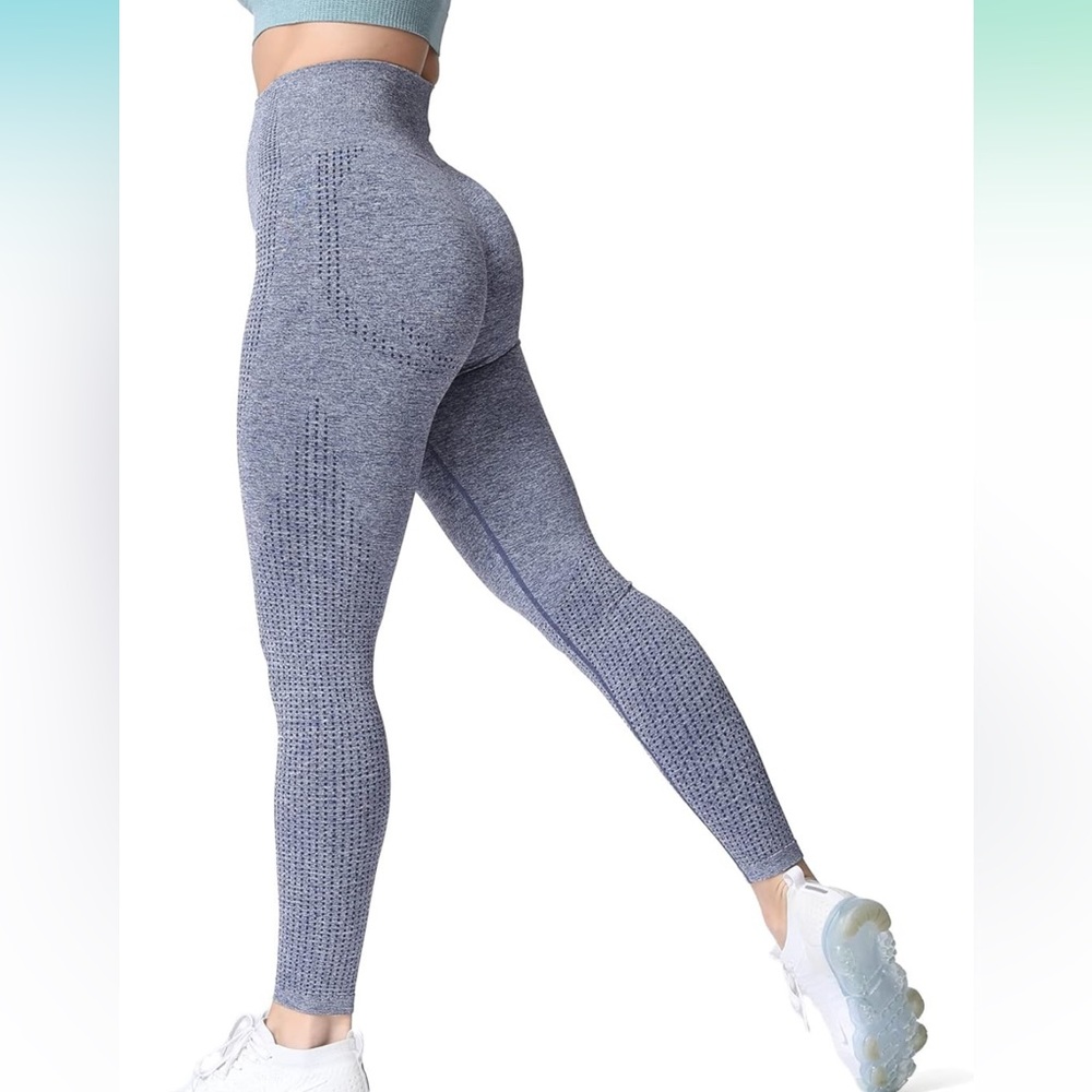 Blue Women's High Waist Workout Gym Seamless Leggings Yoga Pants XS